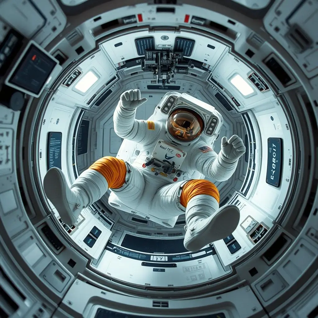 Physical effects of microgravity on astronauts Astronaut floating in space station module