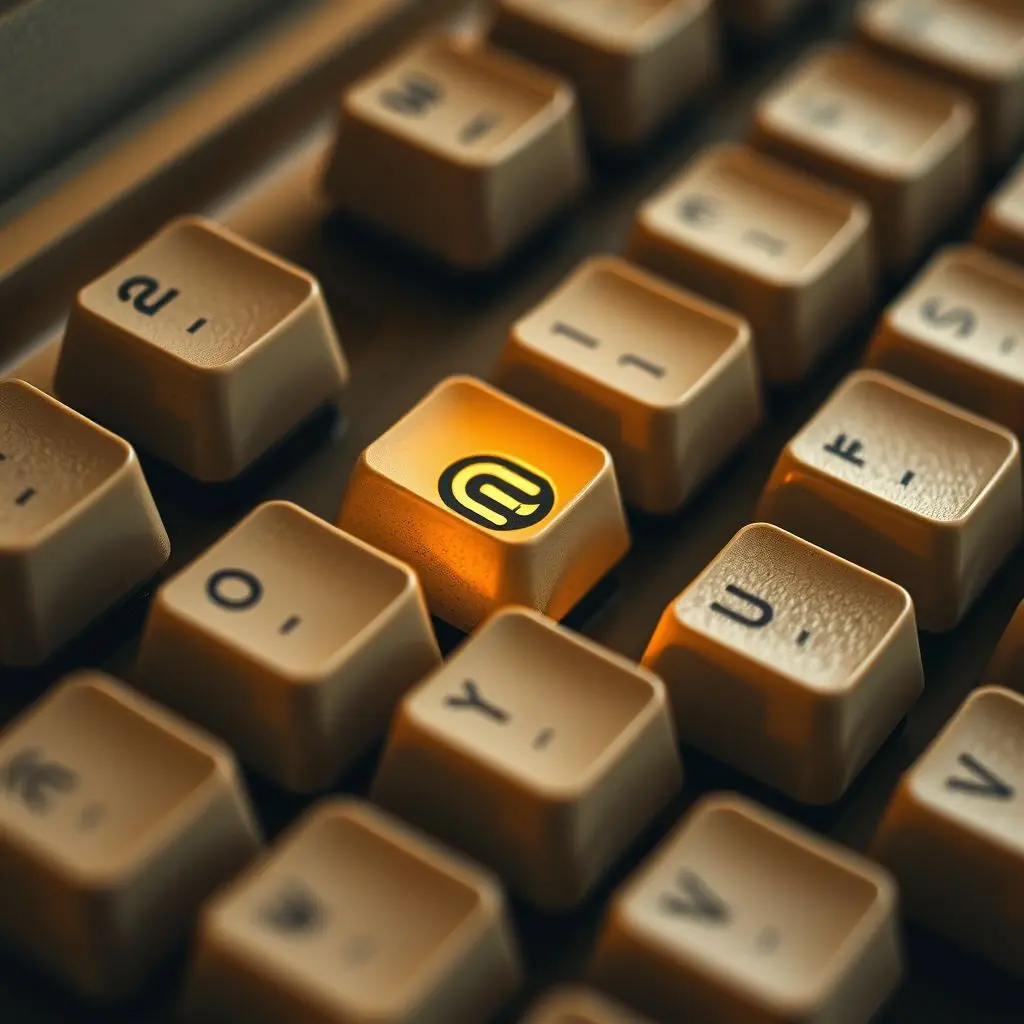 Close up of a keyboard highlighting the @ symbol.