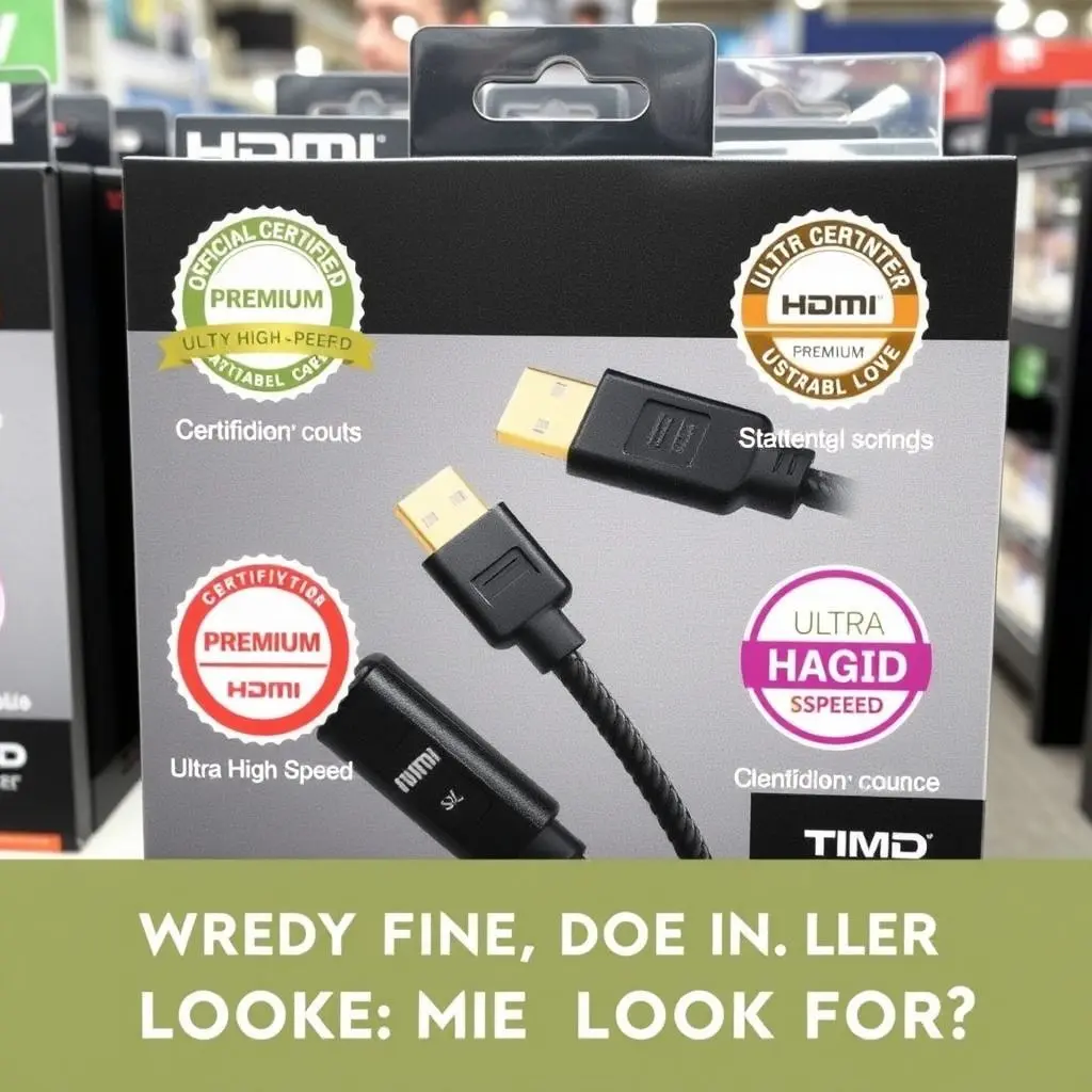 Example of an HDMI cable package clearly showing official certification logos