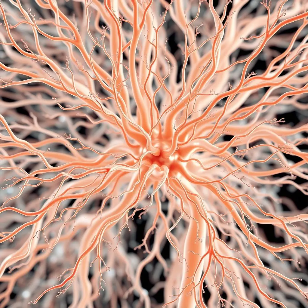 Abstract render showing a complex network of blood vessels