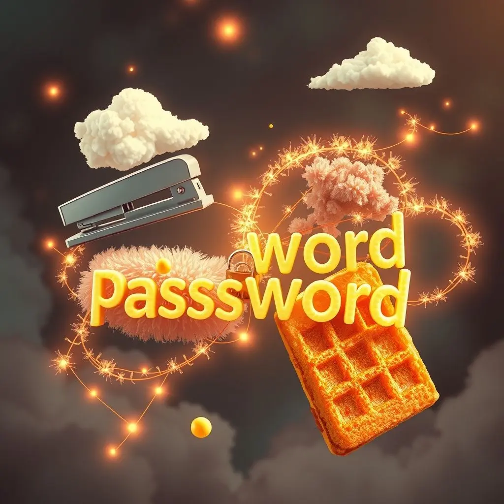 Conceptual image showing four random words combining to form a strong, memorable passphrase.