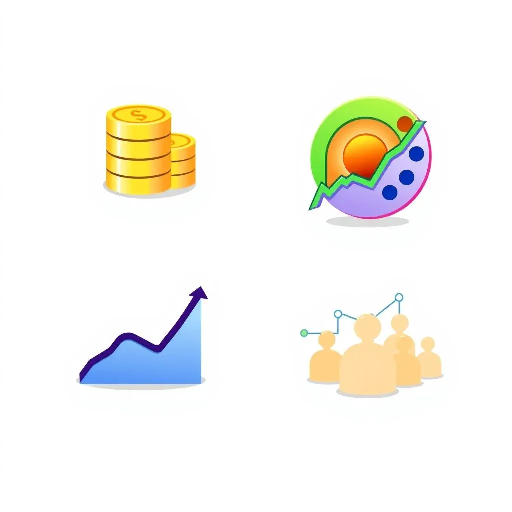 Illustrative grid showing icons representing DeFi, Art, Venture Capital, and Community applications of DAOs