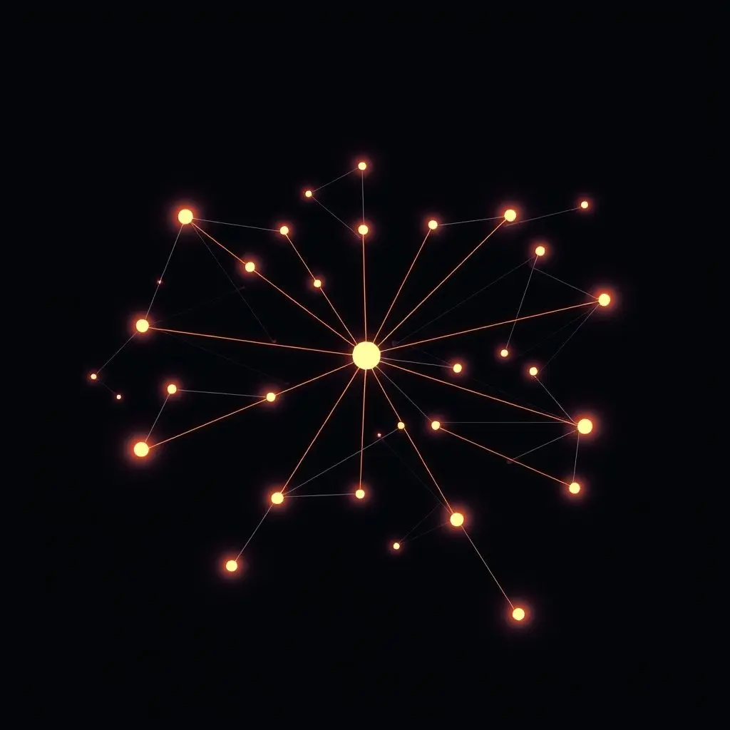 Illustration showing a network of connected nodes representing decentralization