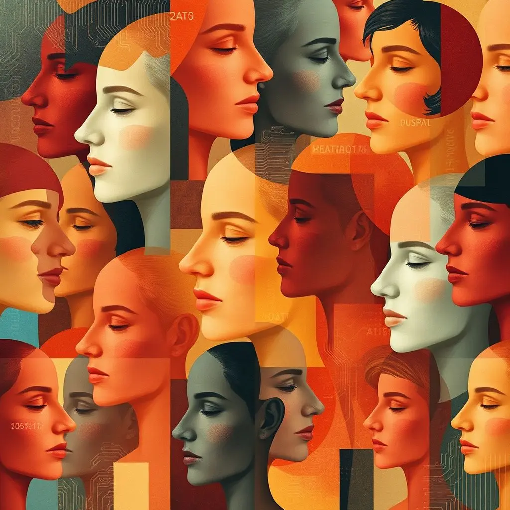 Mosaic of diverse faces, suggesting the broad human impact of data ethics