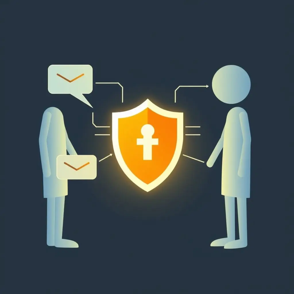 Digital shield protecting messages illustrating online privacy