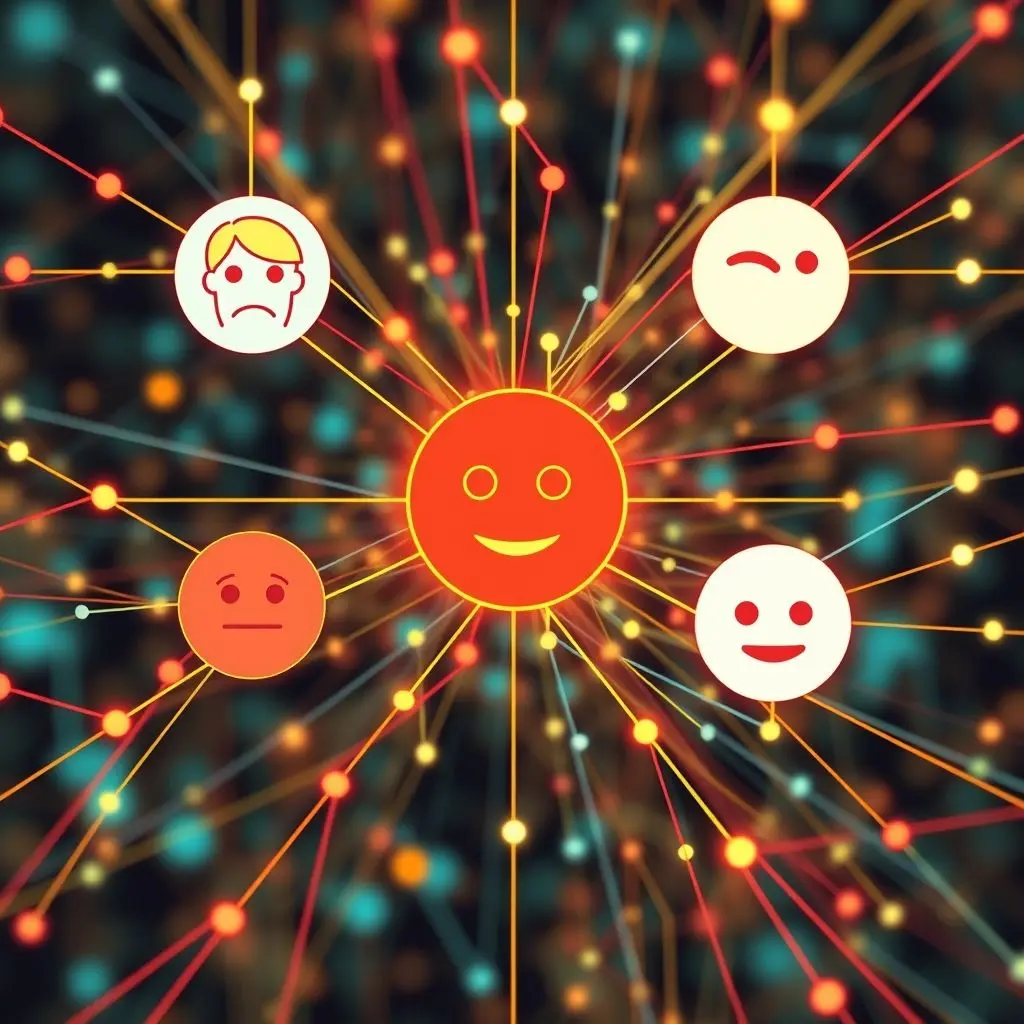 Abstract depiction of AI processing data streams representing emotions