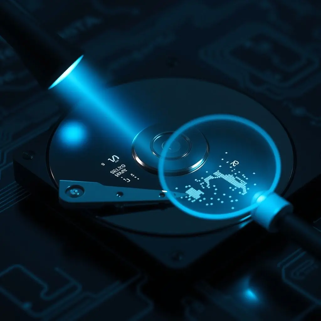 Graphic depicting recovery software scanning disk sectors to find deleted, unindexed file data.