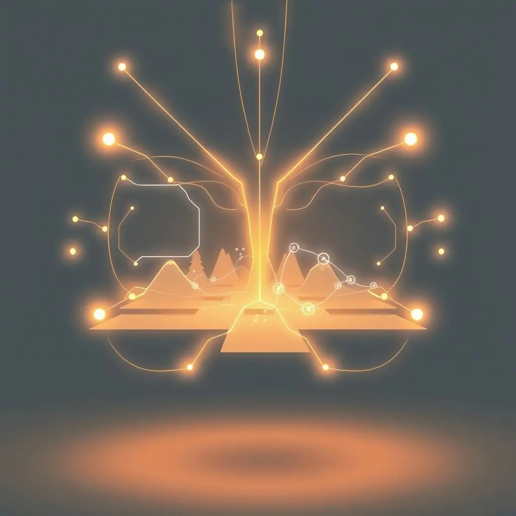 Abstract concept showing brainwaves connecting a mind to a virtual reality world