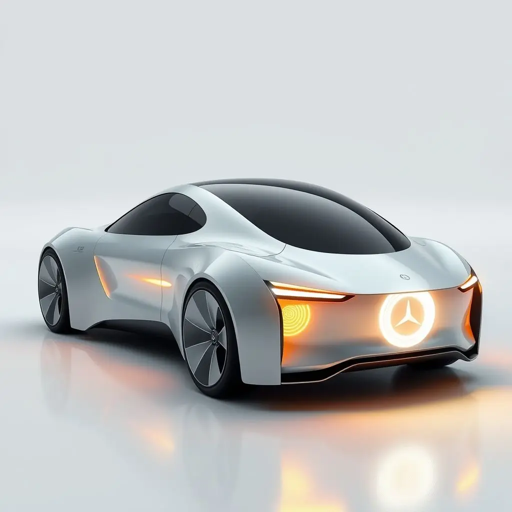 Sleek, futuristic car design with glowing elements suggesting advanced power source