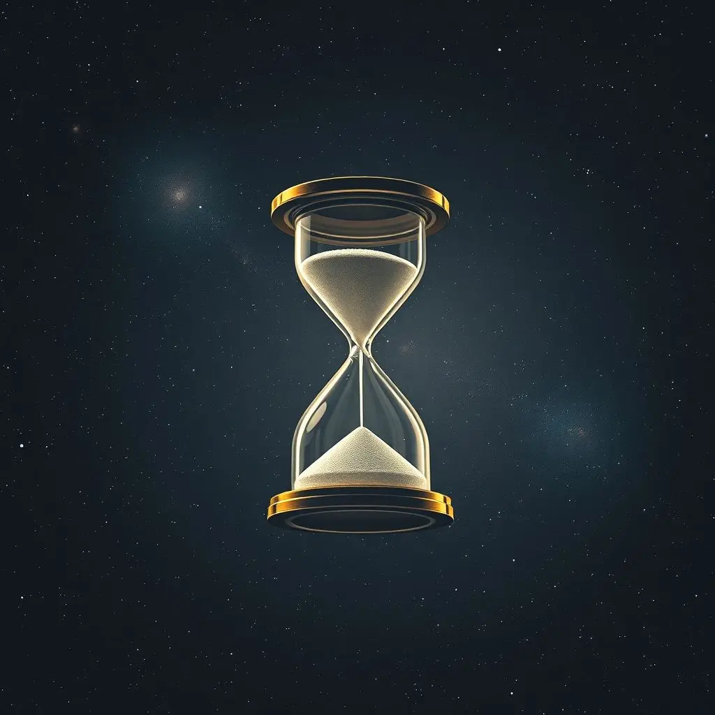Hourglass in space with stars, representing communication delay