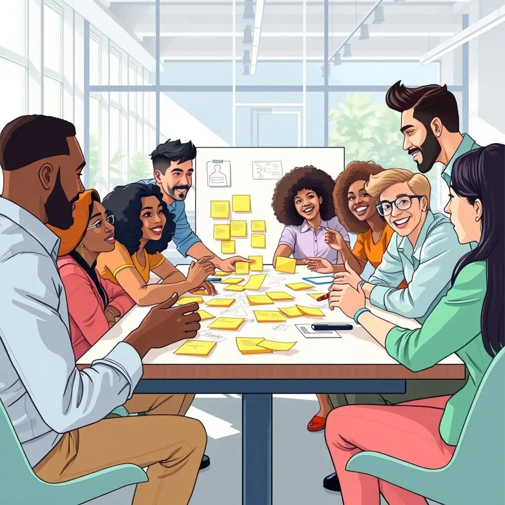 Humans collaborating creatively, illustrating skills AI lacks