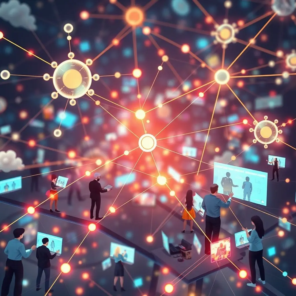 Conceptual image representing hypertext links and online collaboration