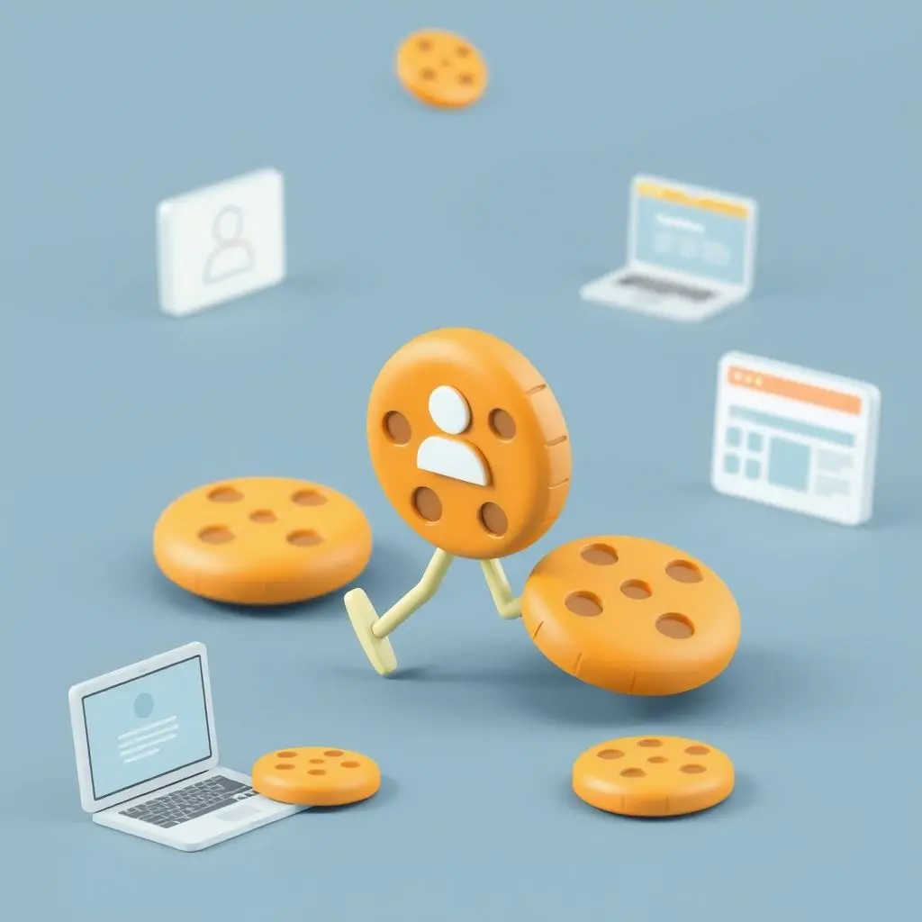 Visual representation of internet cookies following a person across different websites