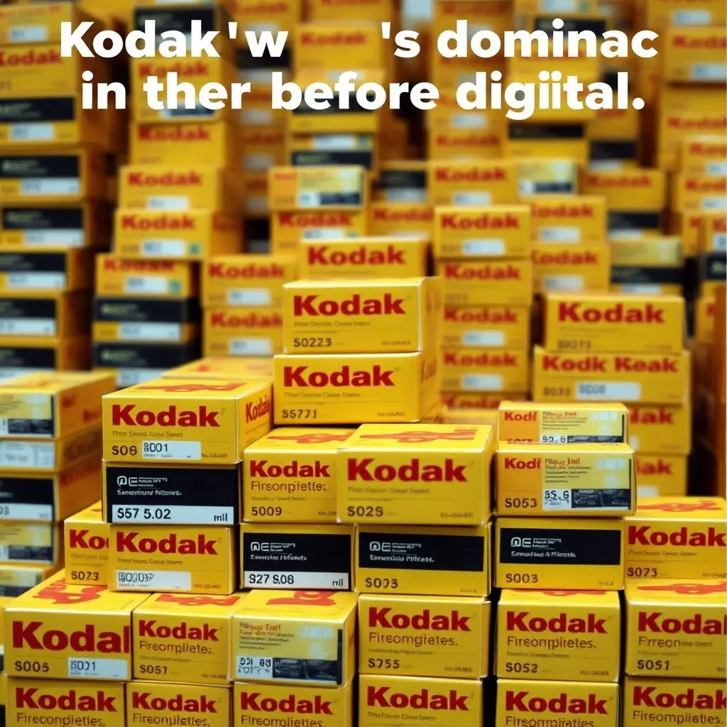 Stacks of Kodak film rolls representing the company's market dominance
