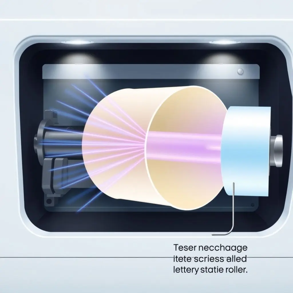 Diagram showing a laser printer drum being uniformly charged