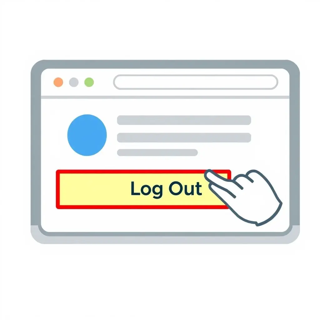 Illustration highlighting a prominent 'Log Out' button on a web interface, emphasizing the action.
