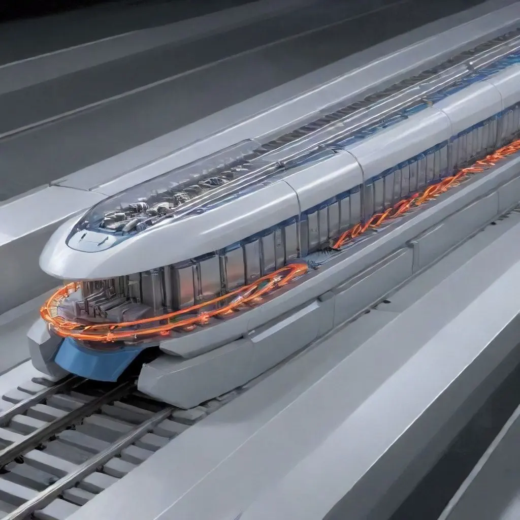 Diagram illustrating linear motor propulsion in a Maglev system