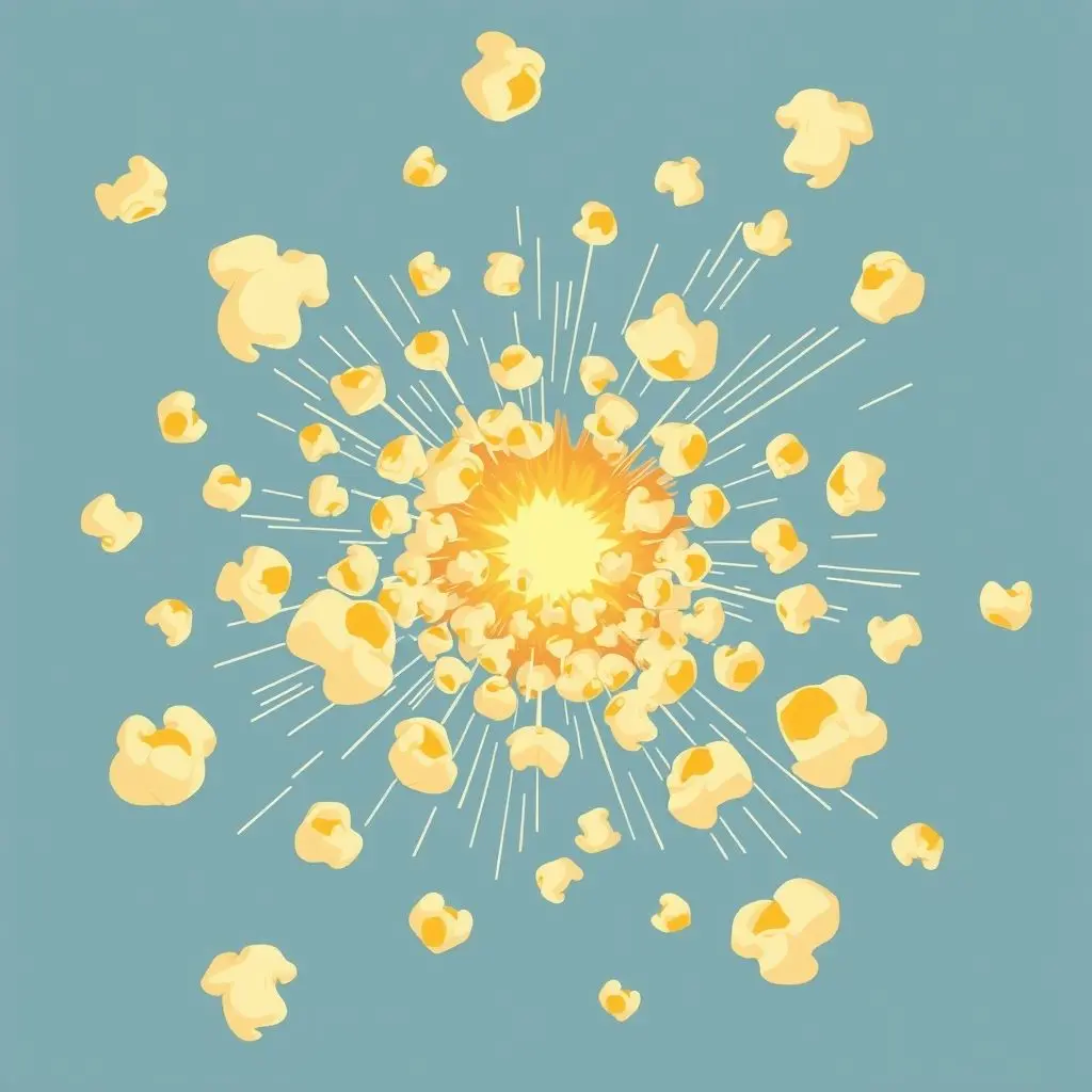 Popcorn kernels popping due to microwave energy