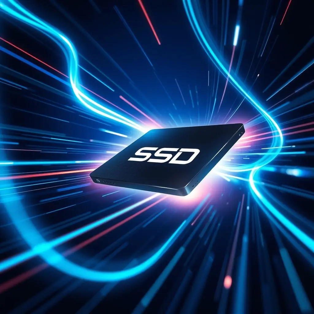 Graphic representing fast data transfer or speed of an SSD