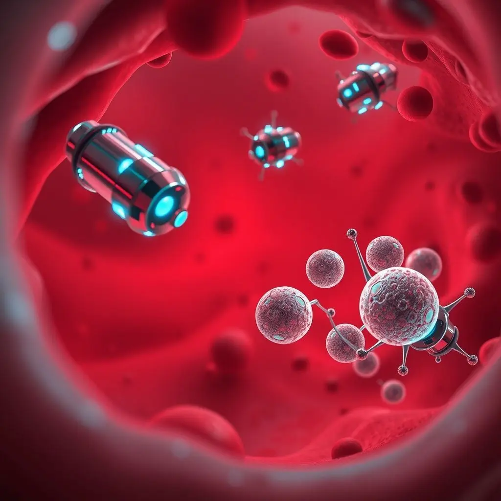 Medical nanobots delivering drugs directly to diseased cells in the bloodstream