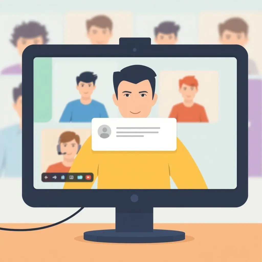 Illustration showing a private notification popping up on a screen being shared during a video call.