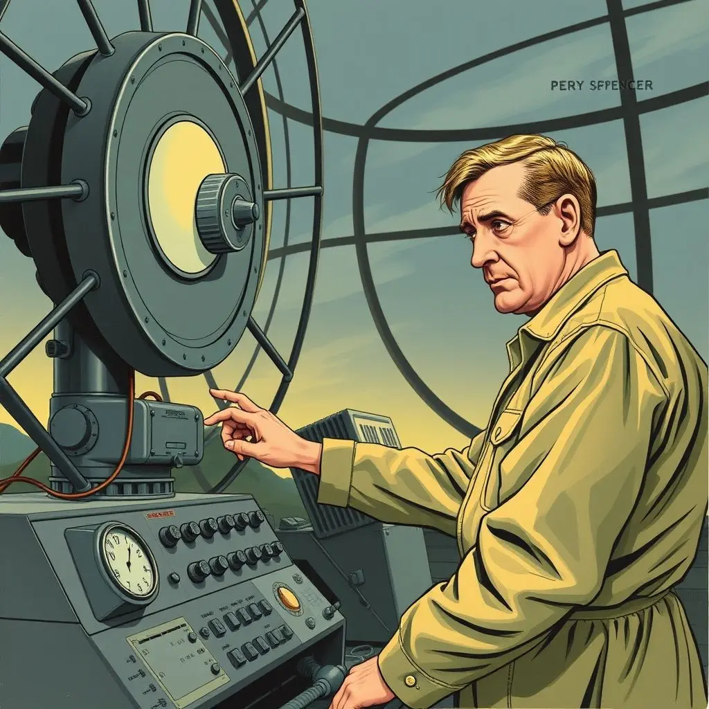 Percy Spencer working near a radar set during WWII