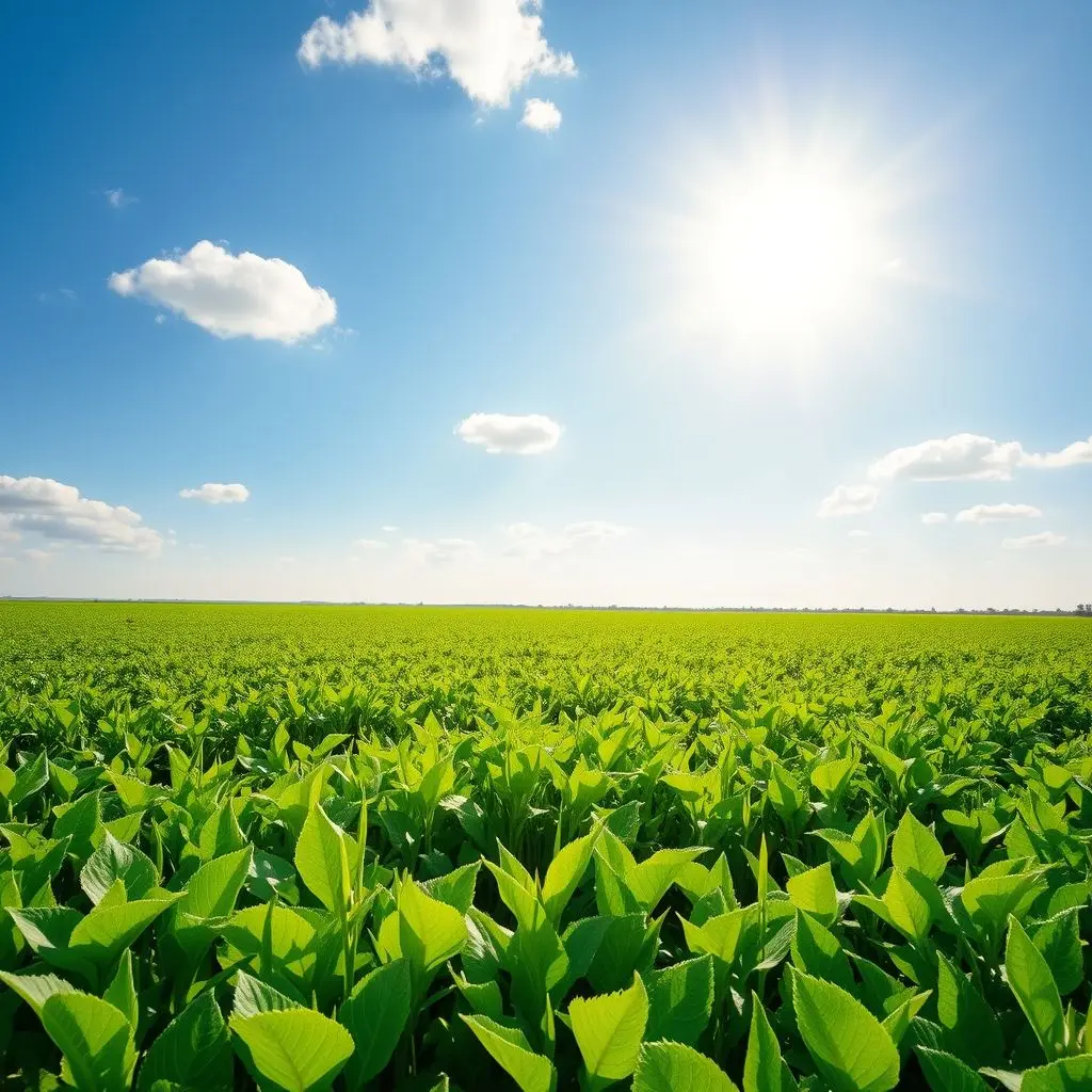 Fields flourishing under perfectly controlled sunshine and gentle rain