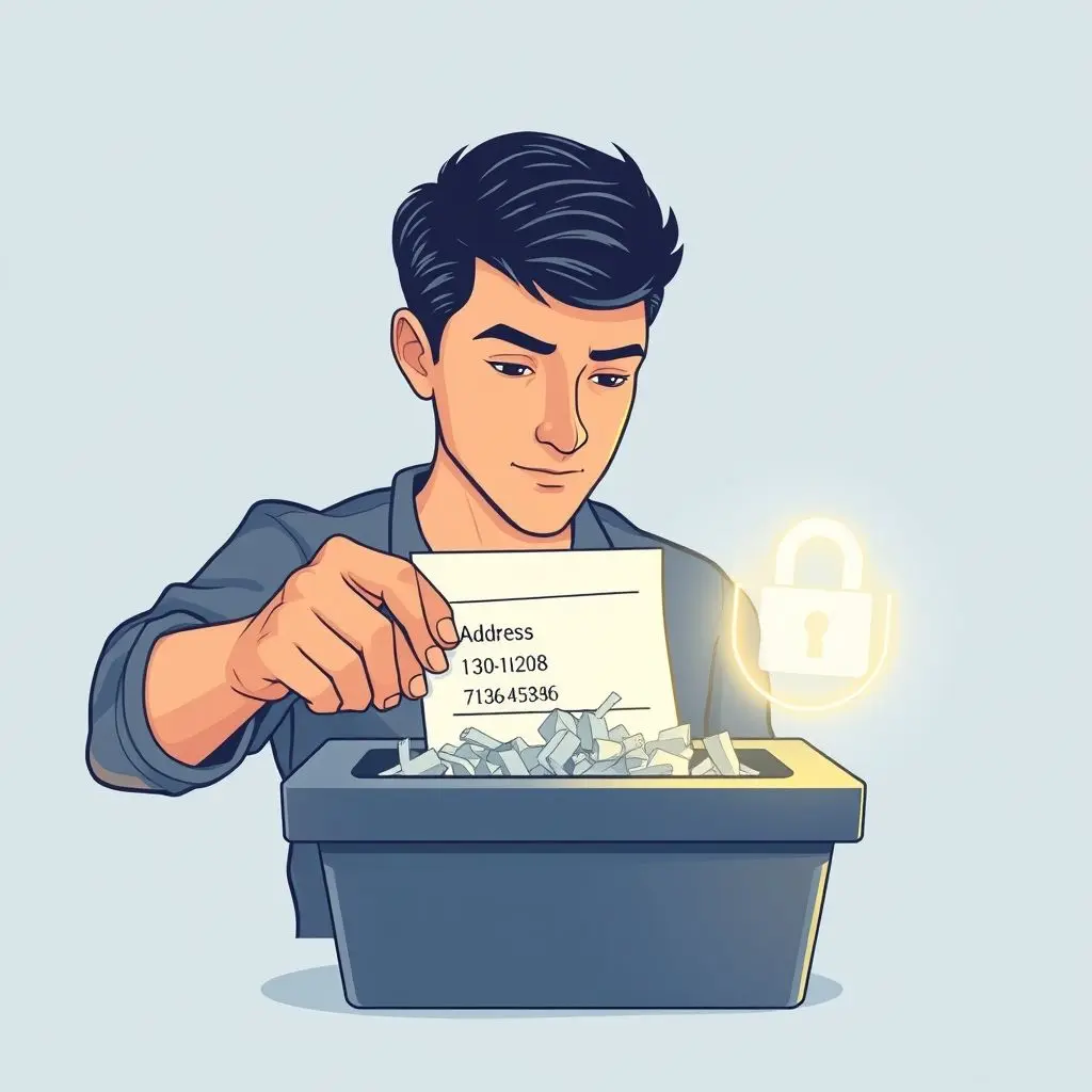 Person shredding digital data representing managing online footprint
