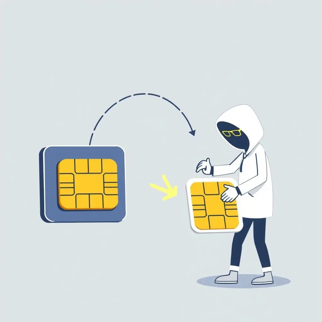 Abstract illustration of phone number being stolen and transfered