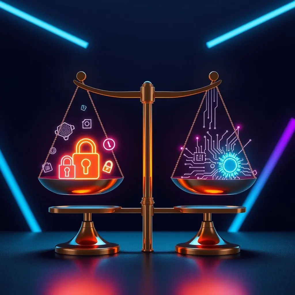 Abstract image of scales balancing concepts of privacy and innovation