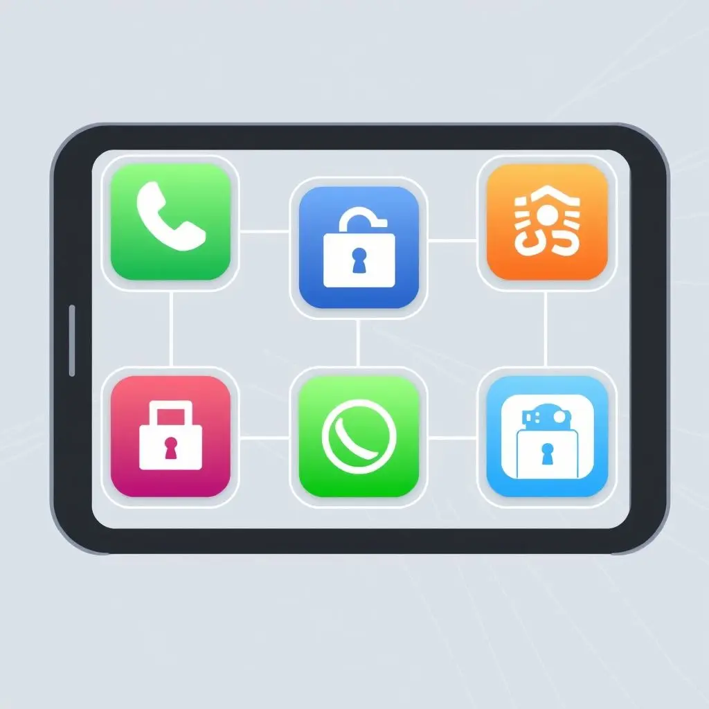 Diagram showing multiple apps inside separate, secure bubbles representing smartphone sandboxing