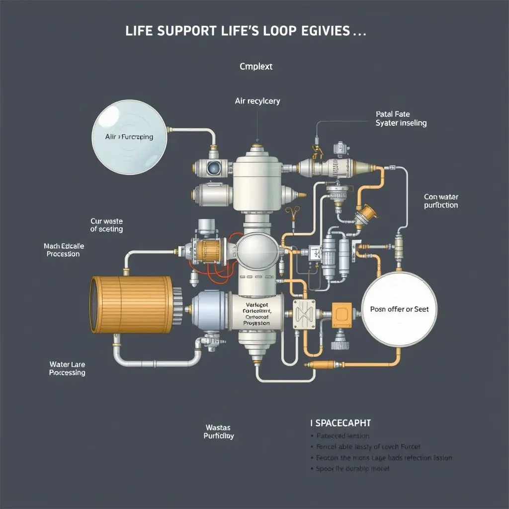 Sustainable life support technology for space missions Diagram of closed-loop life support system for spacecraft