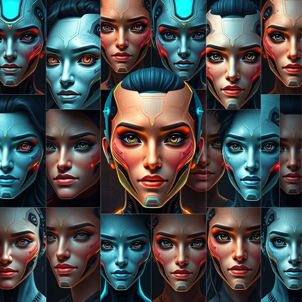 Collage of imagined AI faces representing specialized or diverse models like Deepseek and Qwen