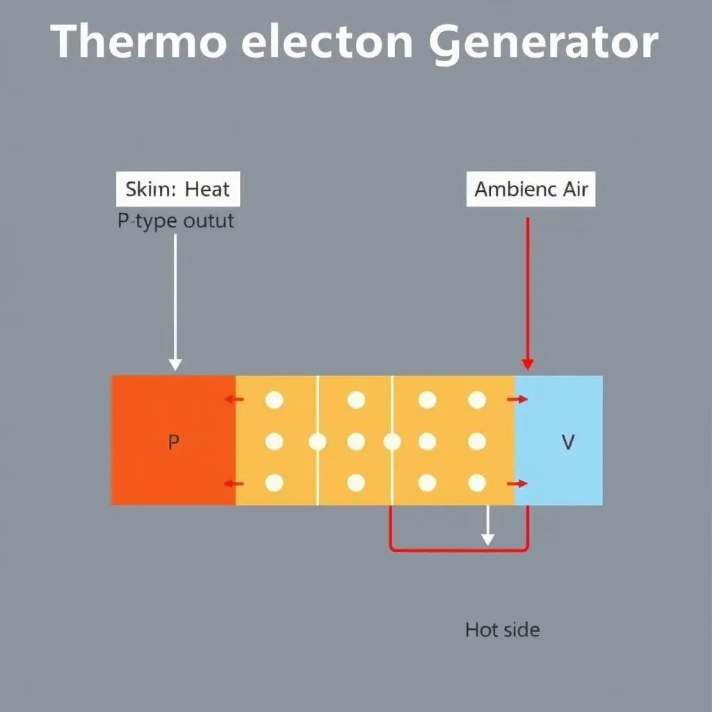 Diagram illustrating the Seebeck effect with two different materials and a temperature gradient