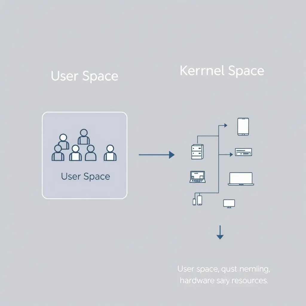 Diagram illustrating user space and kernel space separation in an operating system