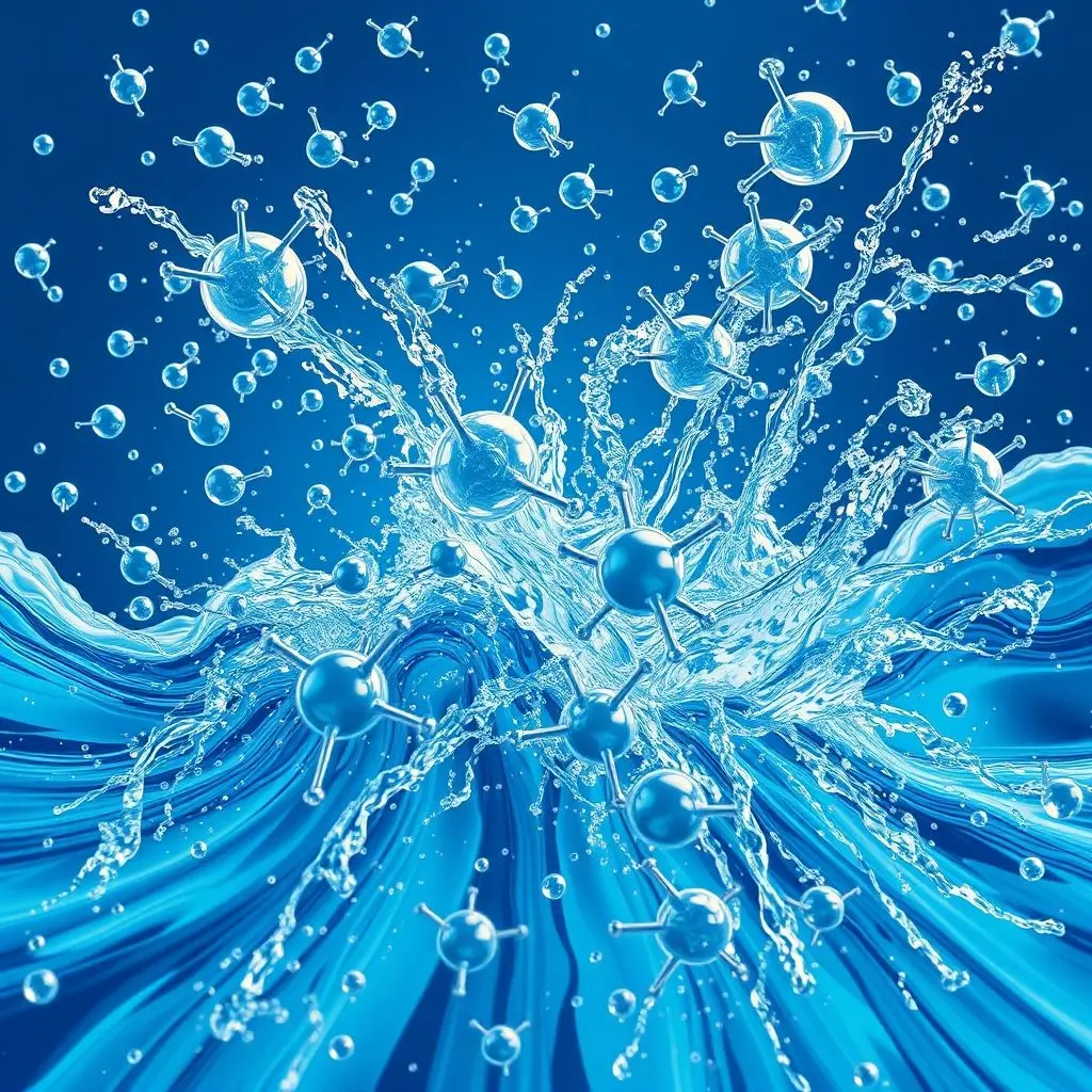 Illustration showing water molecules vibrating and colliding in response to microwave energy.