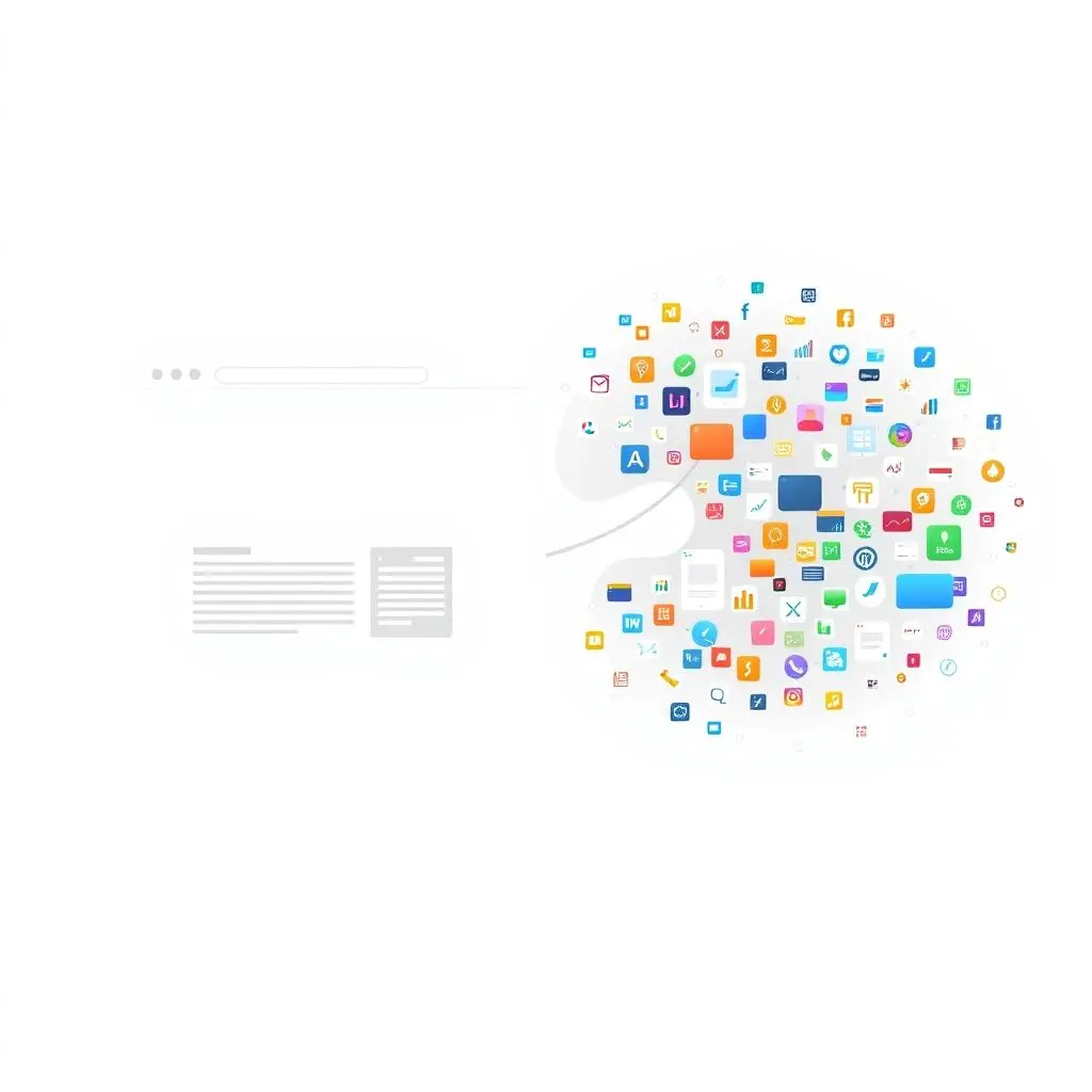 A visual metaphor showing a simple, text-based representation of the early web transitioning into a vibrant, complex visual of the modern web.
