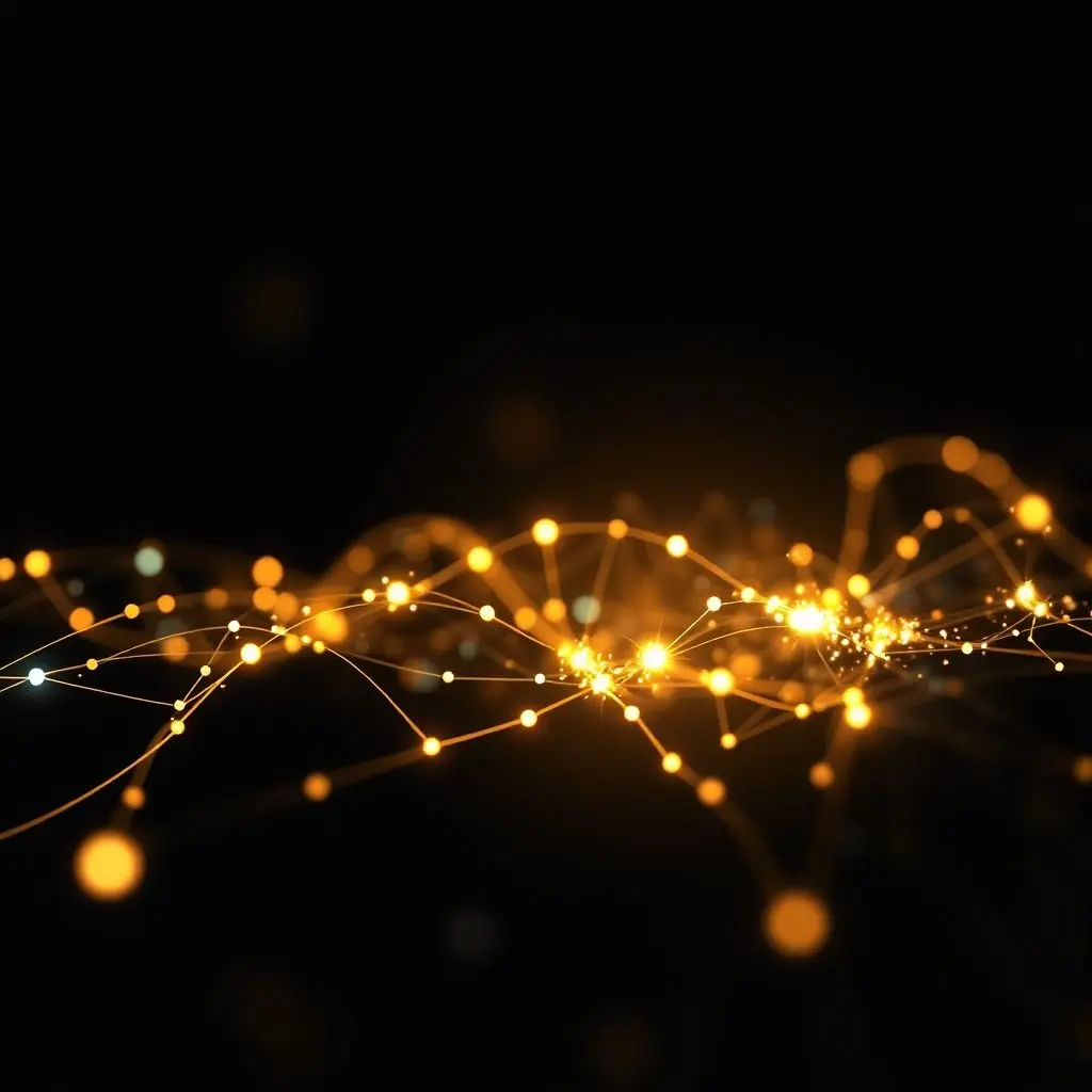 Abstract visualization of the internet as glowing energy streams or a light network, emphasizing the non-physical nature of data but the presence of energy.