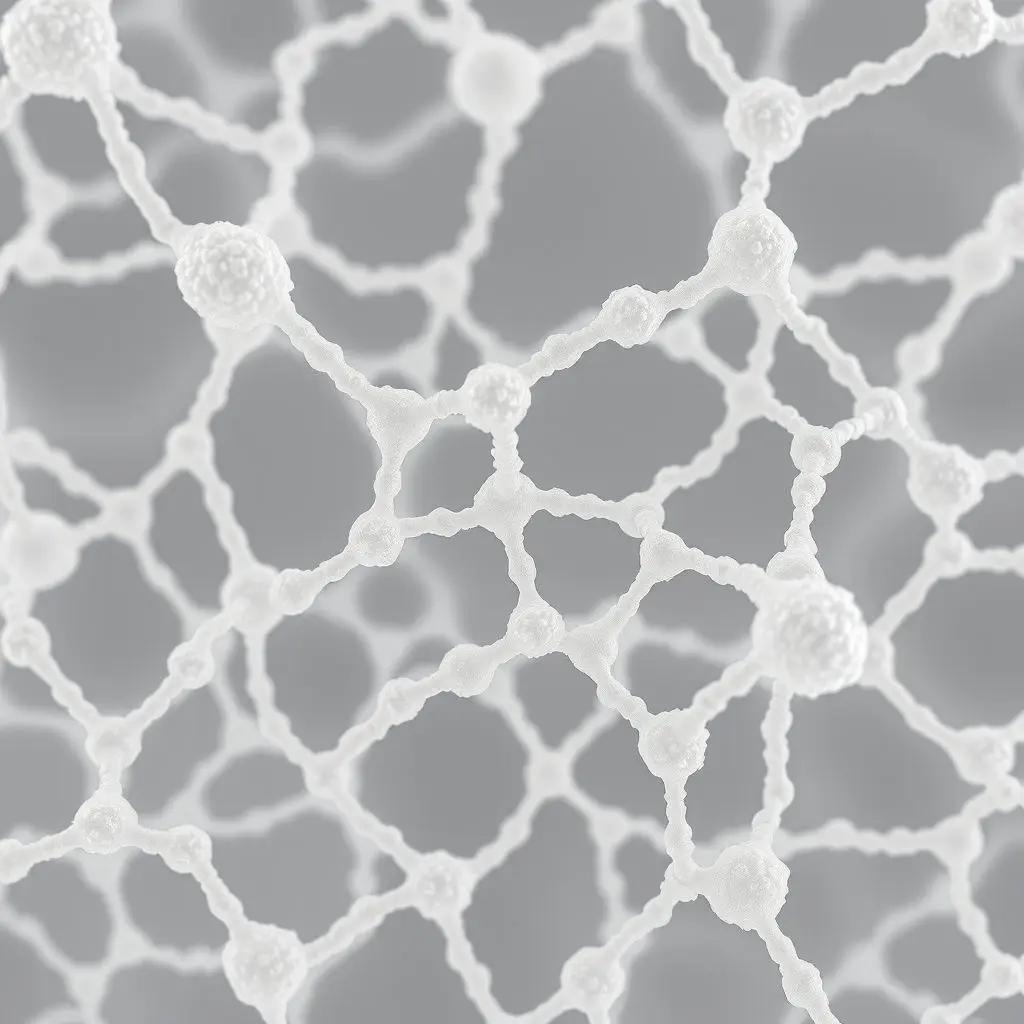 Microscopic structure of silica aerogel showing a porous network