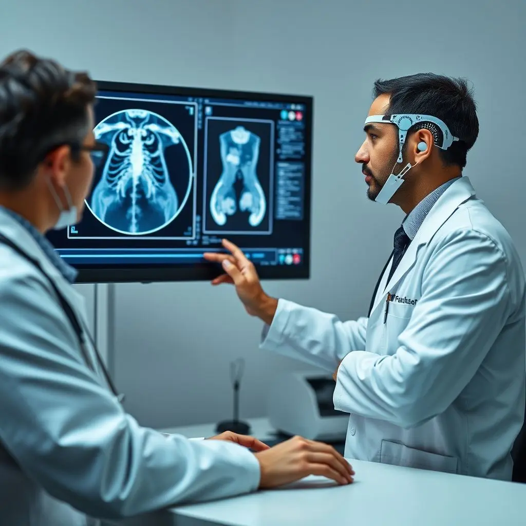 Doctor and AI interface collaborating on patient scan