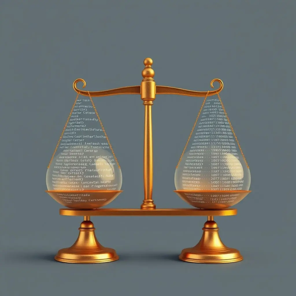 Digital scales with one side heavier than the other, representing algorithmic bias impacting different communities