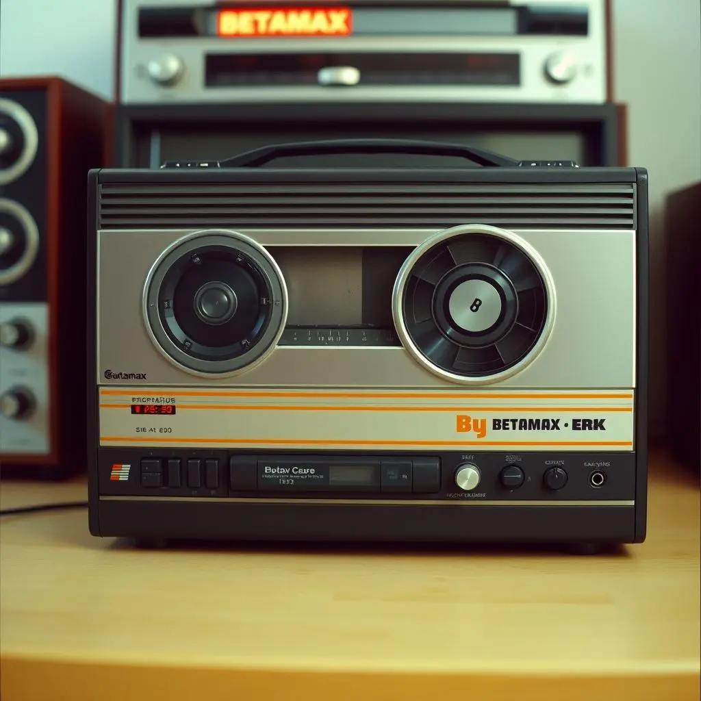 Vintage Betamax tape and player.