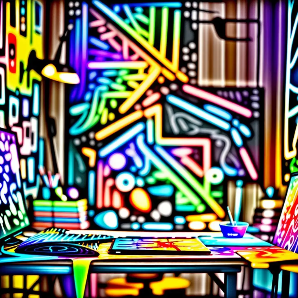Digital artist working on a computer screen, illustrating the creative process
