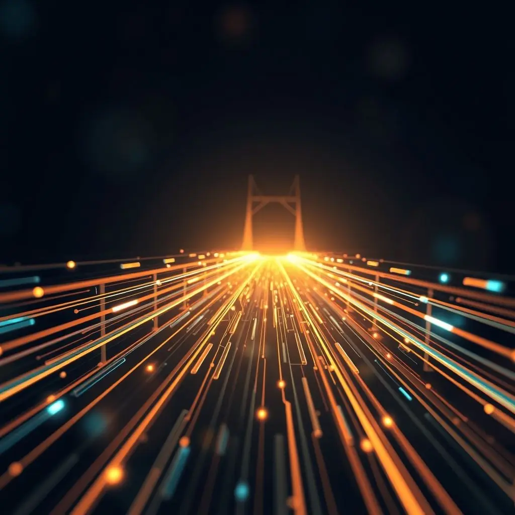 Conceptual image of a digital bridge or network pathway