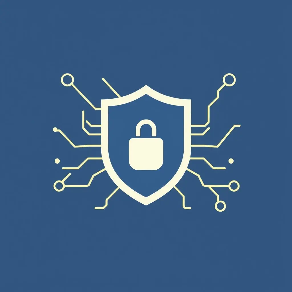 Icon representing digital security, showing a shield protecting digital space