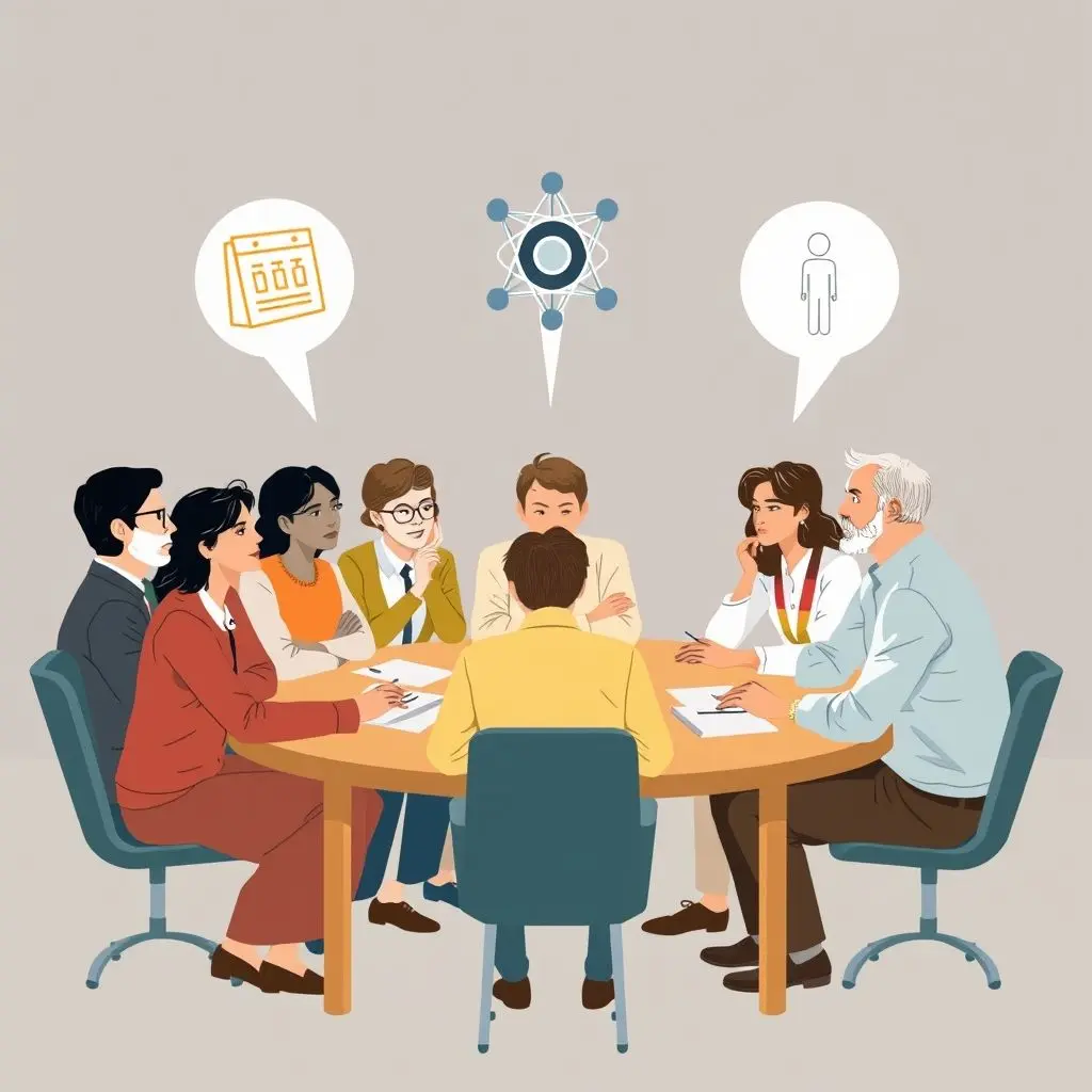 Diverse group of people discussing ethics and future of artificial wombs