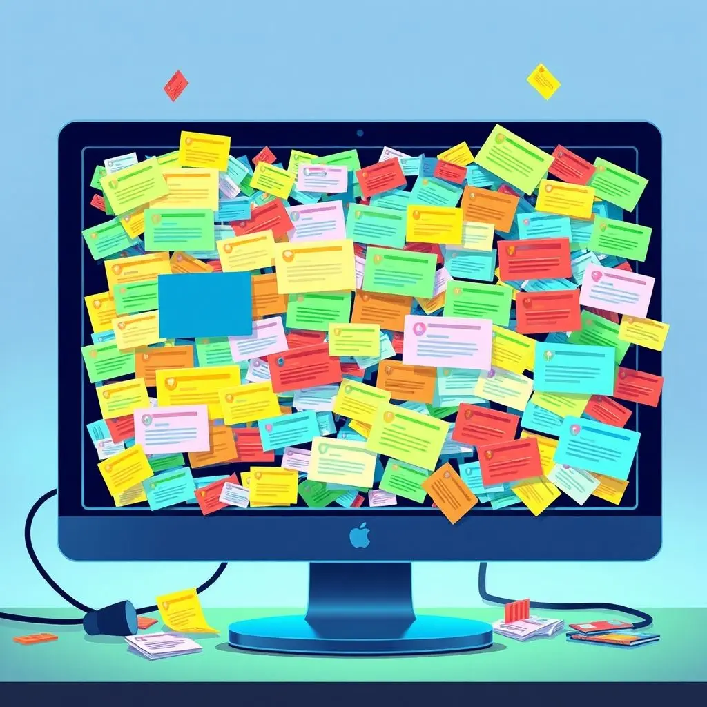 Illustration of a digital inbox overflowing with spam messages