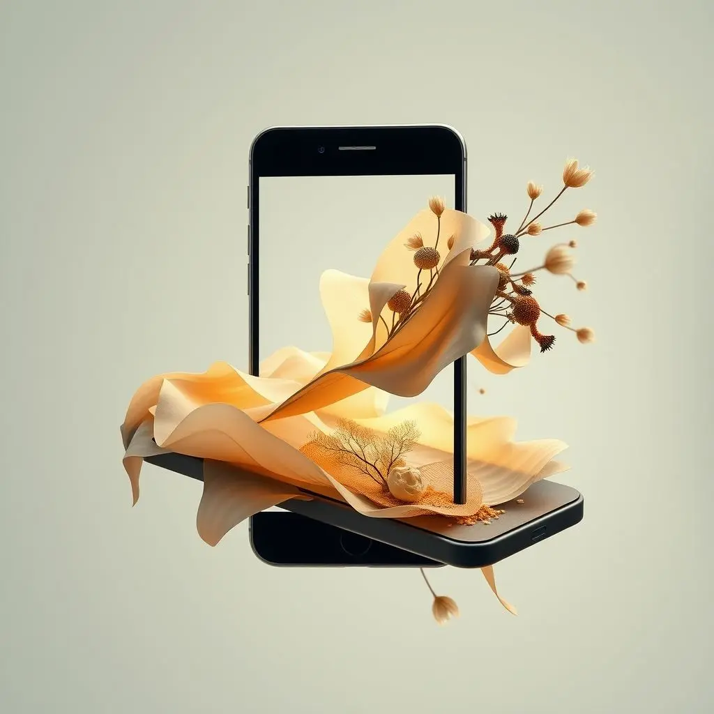 Abstract depiction of a smartphone undergoing transformations or growing, suggesting evolution.
