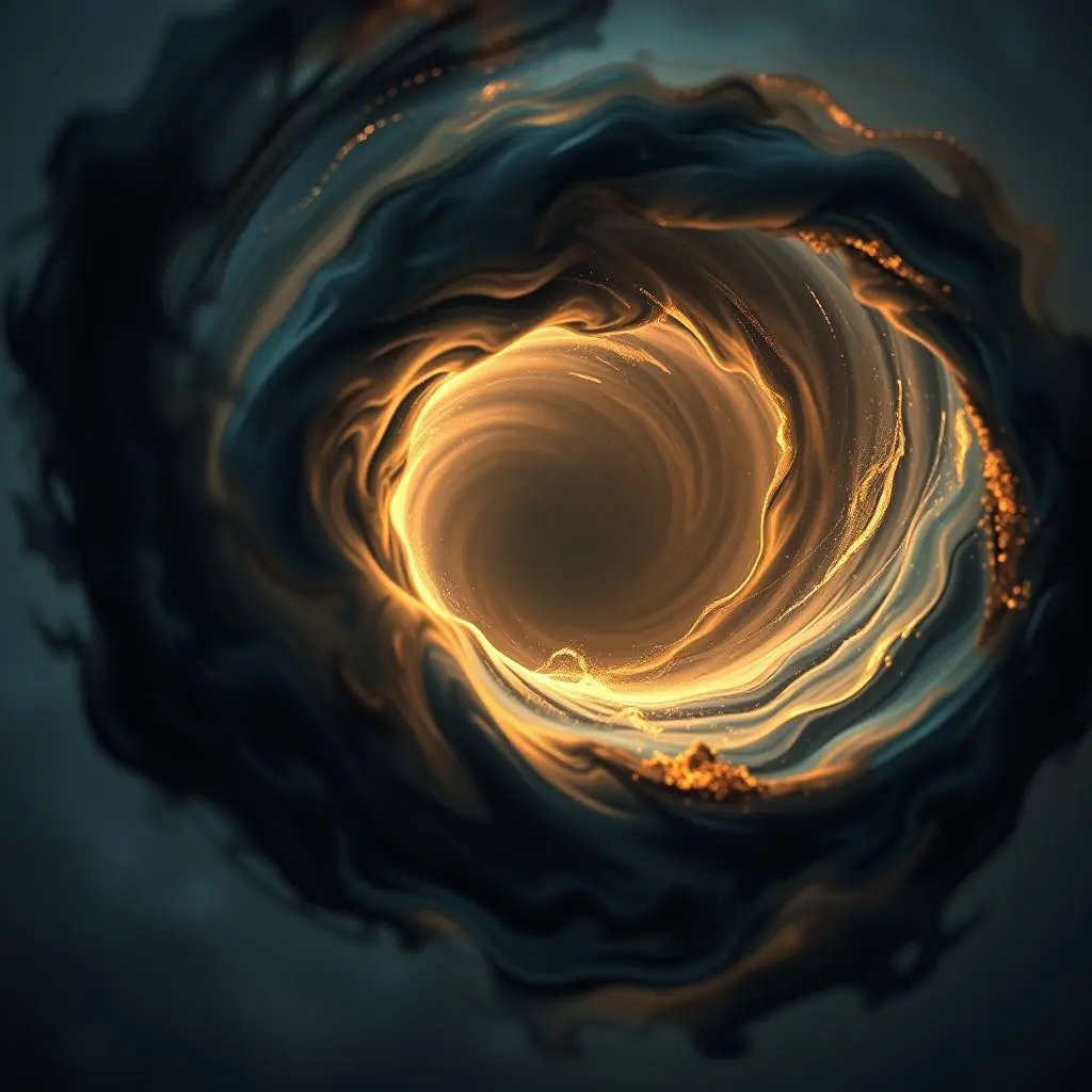 Abstract representation of negative energy or exotic matter, perhaps showing a dark vortex or field with strange properties.