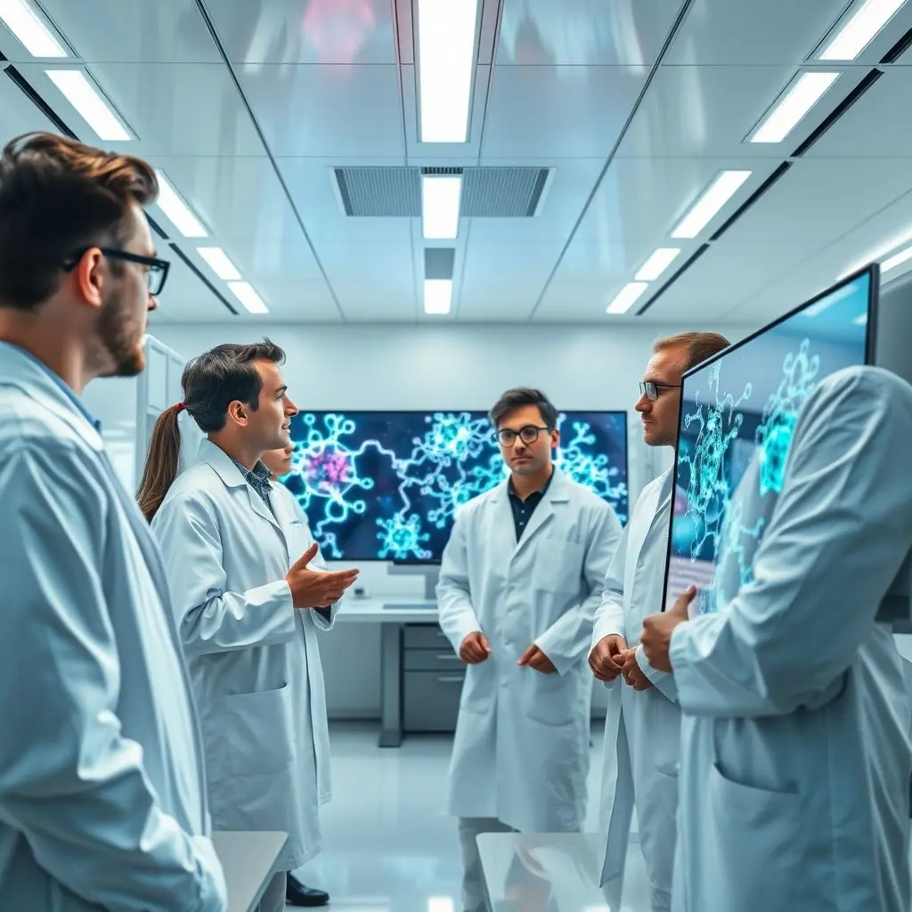 Futuristic laboratory setting showing research into nanomedicine